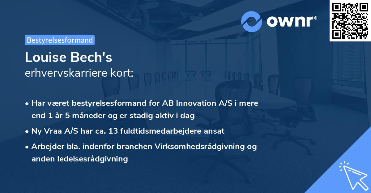 Louise Bech's erhvervskarriere kort