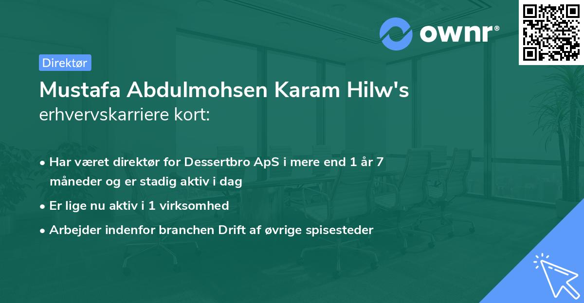 Mustafa Abdulmohsen Karam Hilw's erhvervskarriere kort