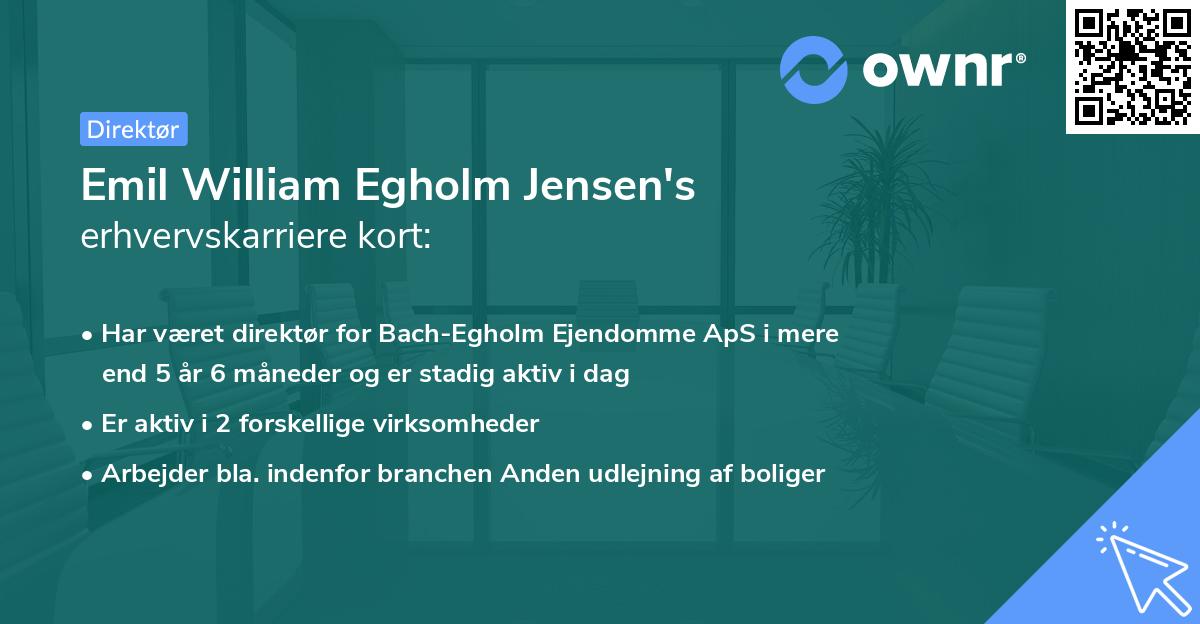 Emil William Egholm Jensen's erhvervskarriere kort
