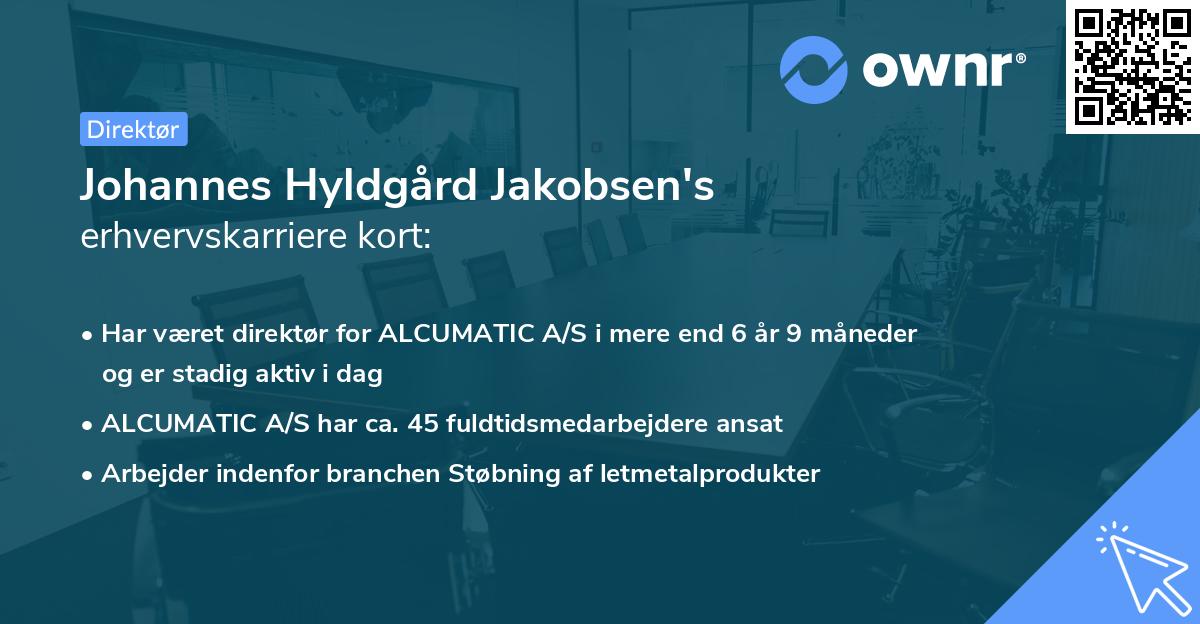Johannes Hyldgård Jakobsen's erhvervskarriere kort