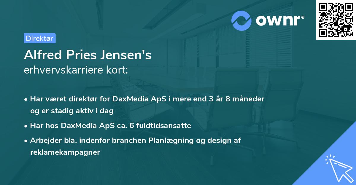 Alfred Pries Jensen's erhvervskarriere kort