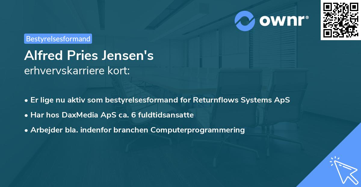 Alfred Pries Jensen's erhvervskarriere kort