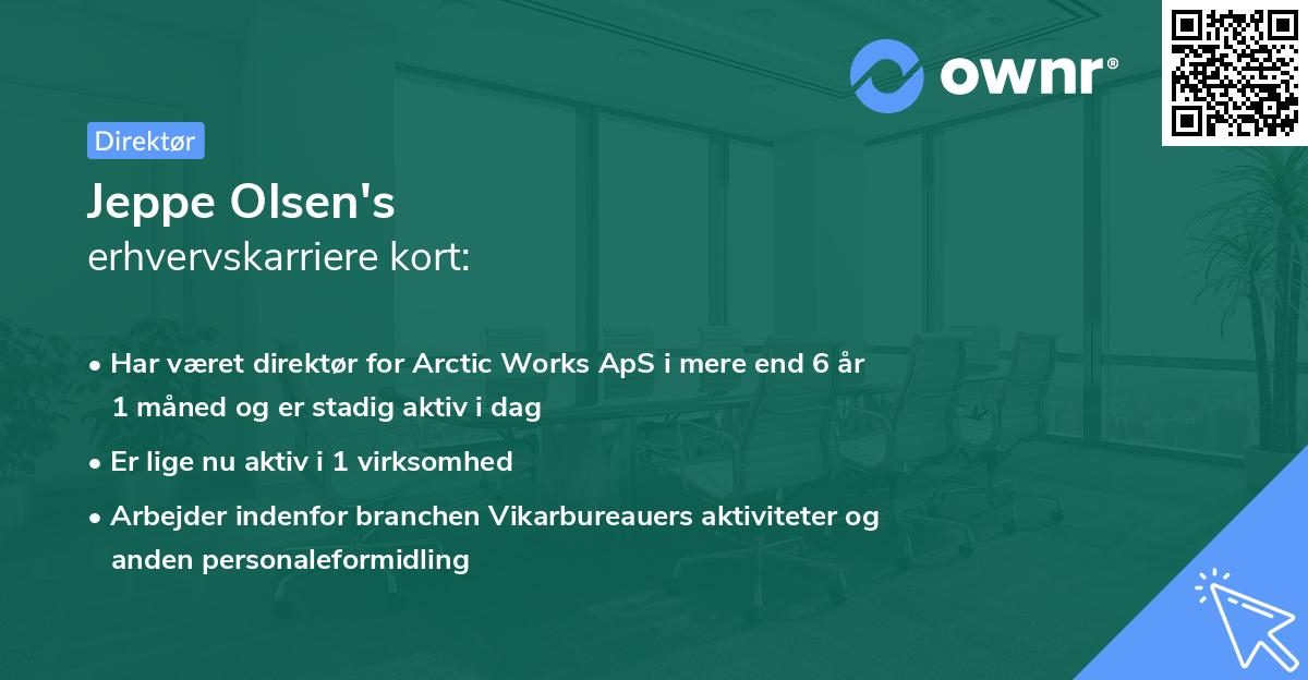 Jeppe Olsen's erhvervskarriere kort