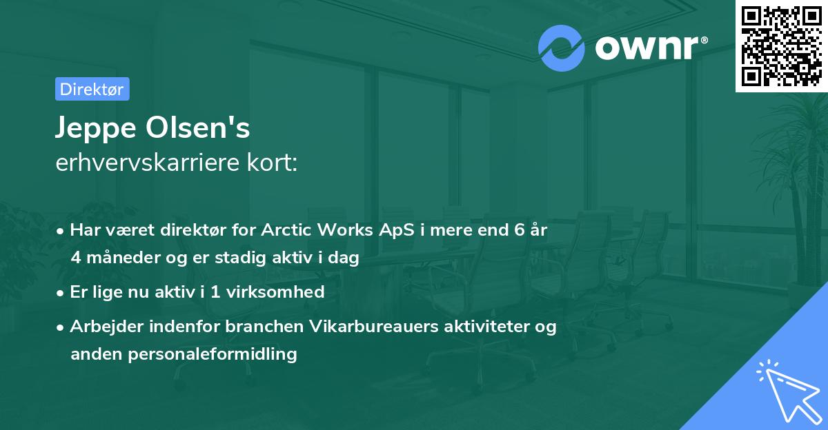 Jeppe Olsen's erhvervskarriere kort