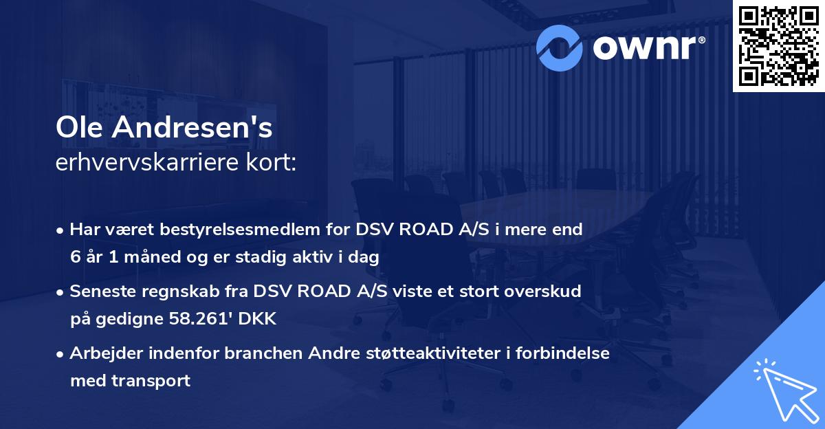 Ole Andresen's erhvervskarriere kort