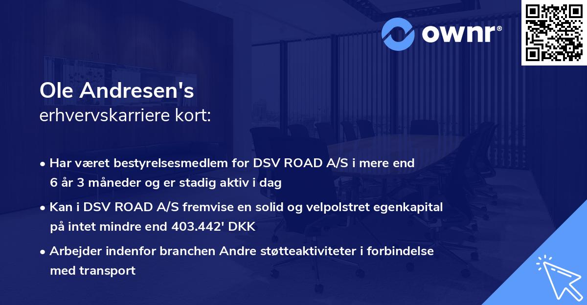 Ole Andresen's erhvervskarriere kort