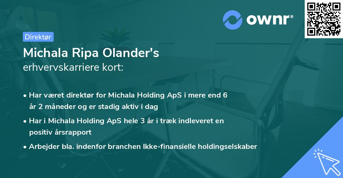 Michala Ripa Olander's erhvervskarriere kort