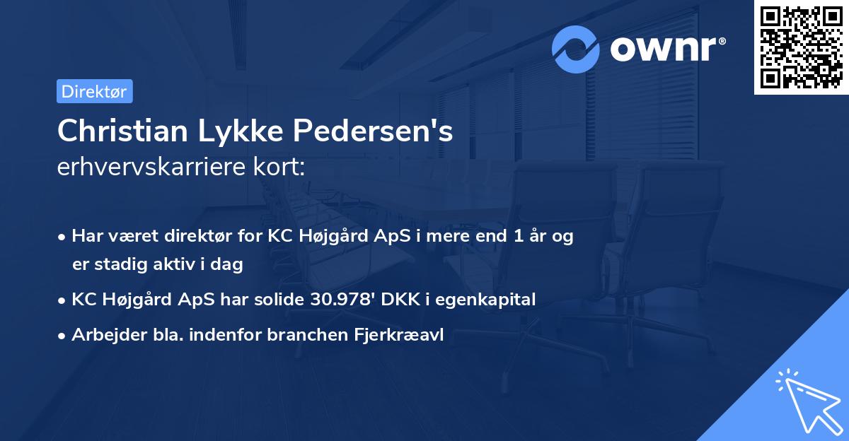 Christian Lykke Pedersen's erhvervskarriere kort
