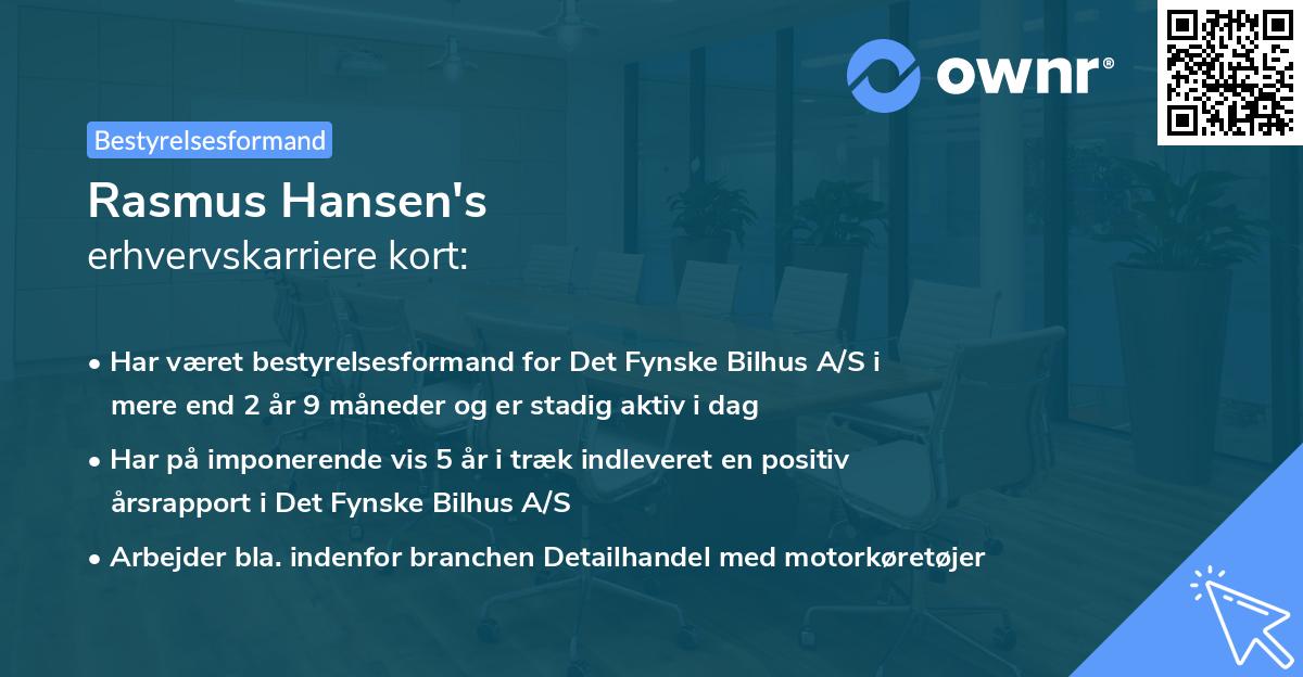 Rasmus Hansen's erhvervskarriere kort