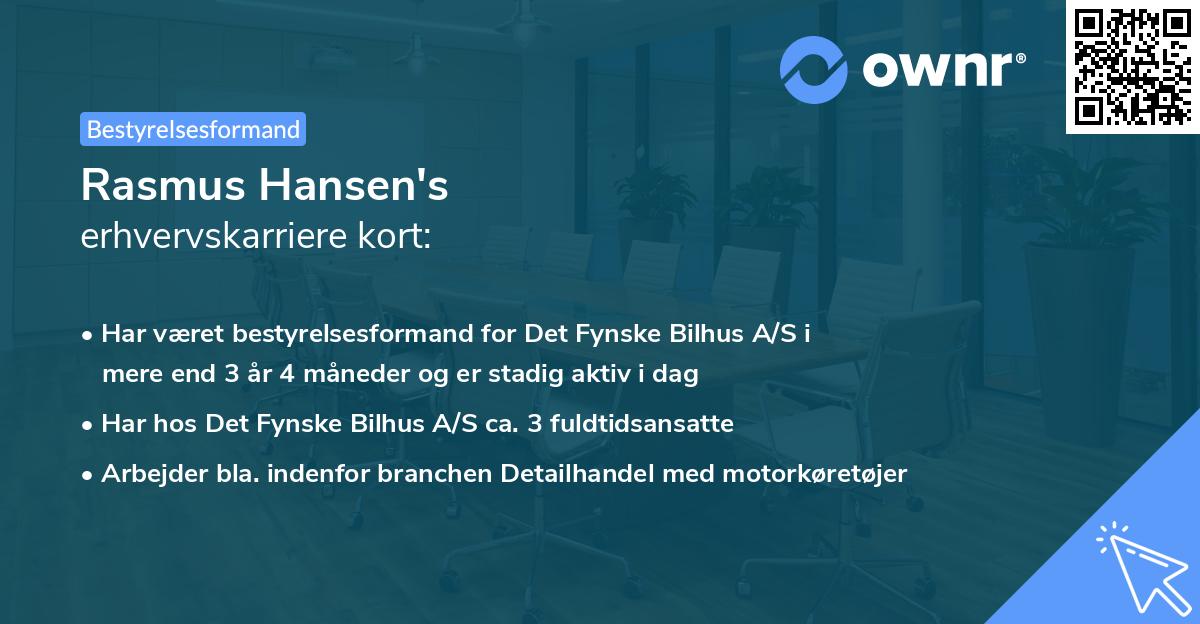 Rasmus Hansen's erhvervskarriere kort