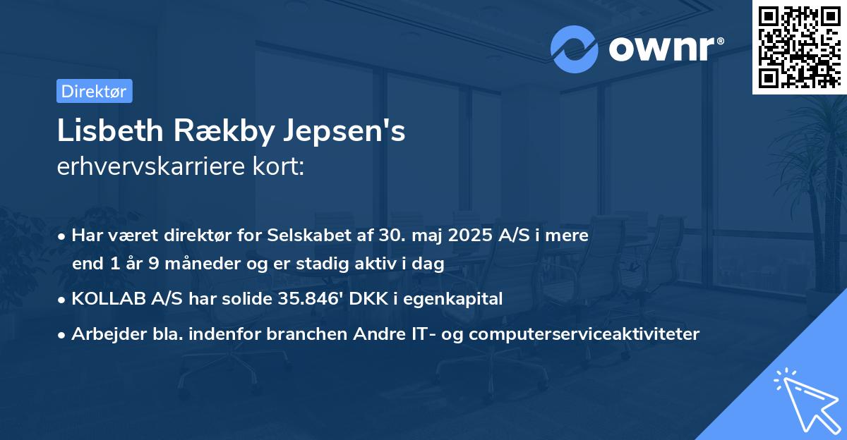 Lisbeth Rækby Jepsen's erhvervskarriere kort