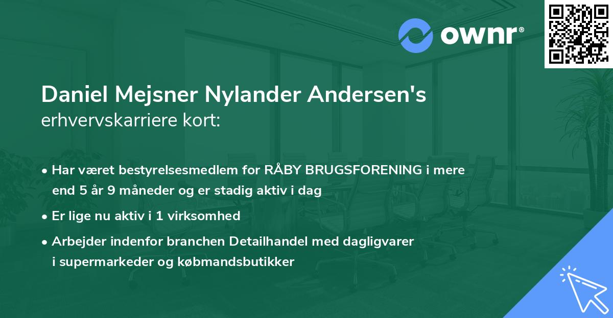 Daniel Mejsner Nylander Andersen's erhvervskarriere kort