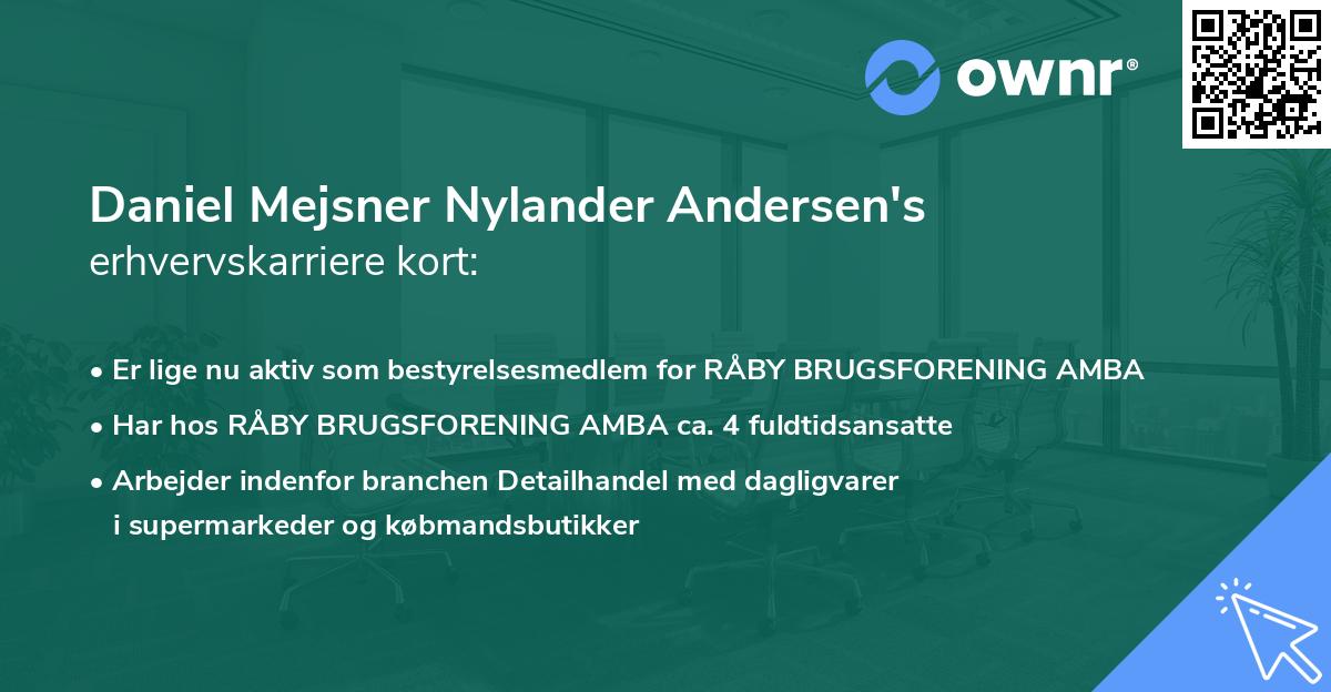 Daniel Mejsner Nylander Andersen's erhvervskarriere kort