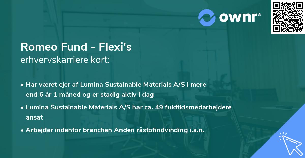 Romeo Fund - Flexi's erhvervskarriere kort
