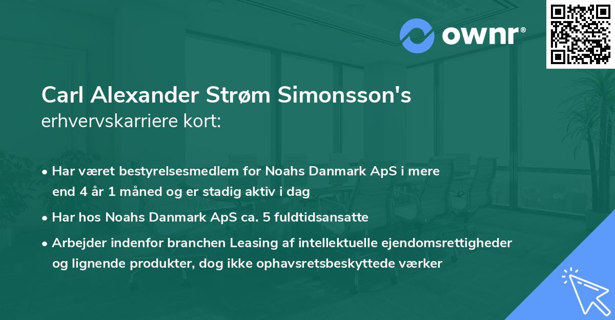 Carl Alexander Strøm Simonsson's erhvervskarriere kort