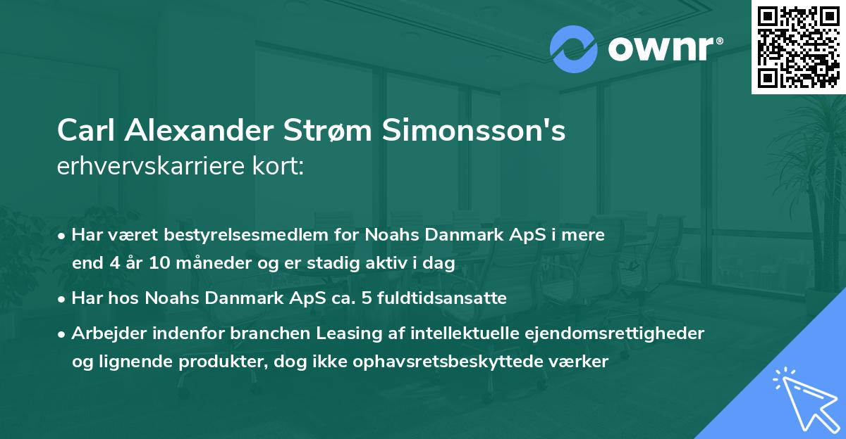 Carl Alexander Strøm Simonsson's erhvervskarriere kort