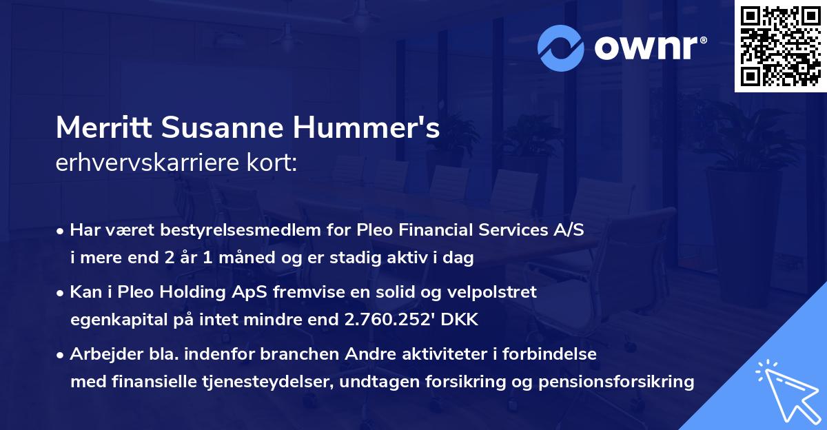 Merritt Susanne Hummer's erhvervskarriere kort