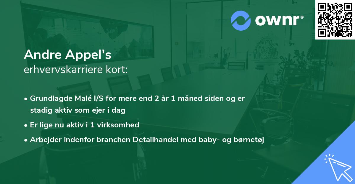 Andre Appel's erhvervskarriere kort