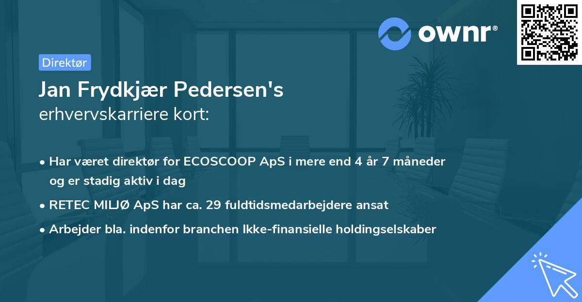 Jan Frydkjær Pedersen's erhvervskarriere kort