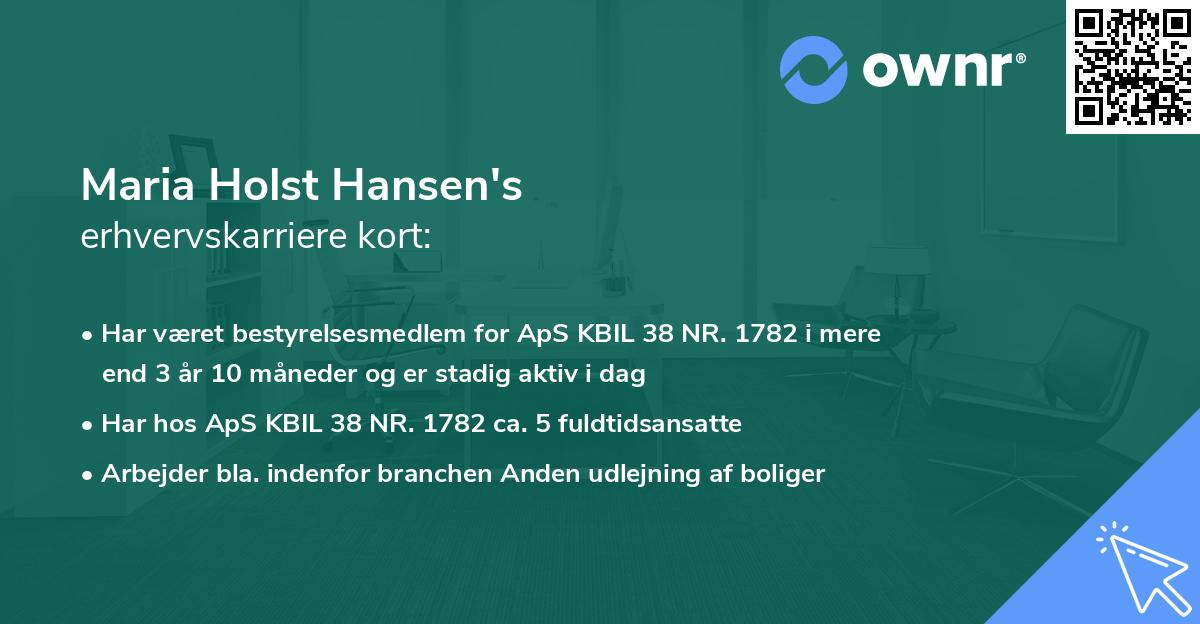 Maria Holst Hansen's erhvervskarriere kort