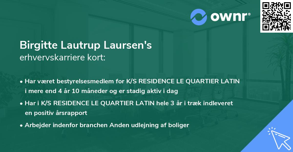 Birgitte Lautrup Laursen's erhvervskarriere kort