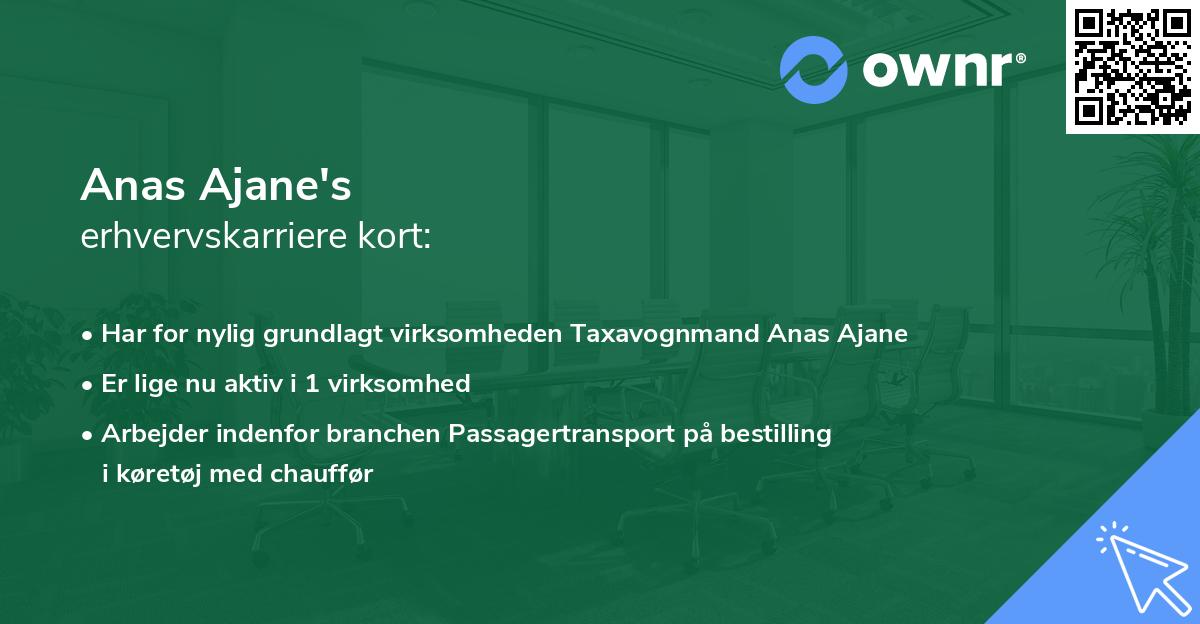 Anas Ajane's erhvervskarriere kort