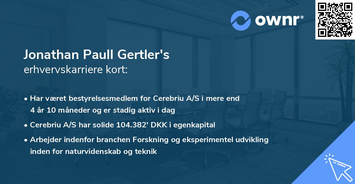 Jonathan Paull Gertler's erhvervskarriere kort