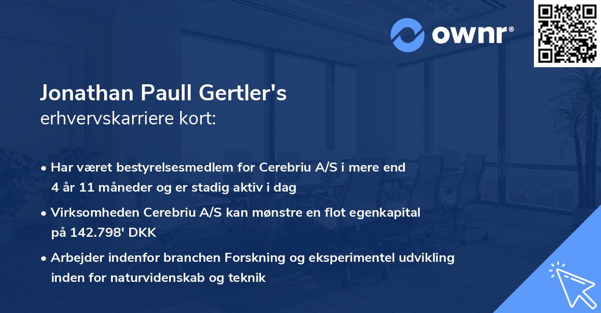Jonathan Paull Gertler's erhvervskarriere kort