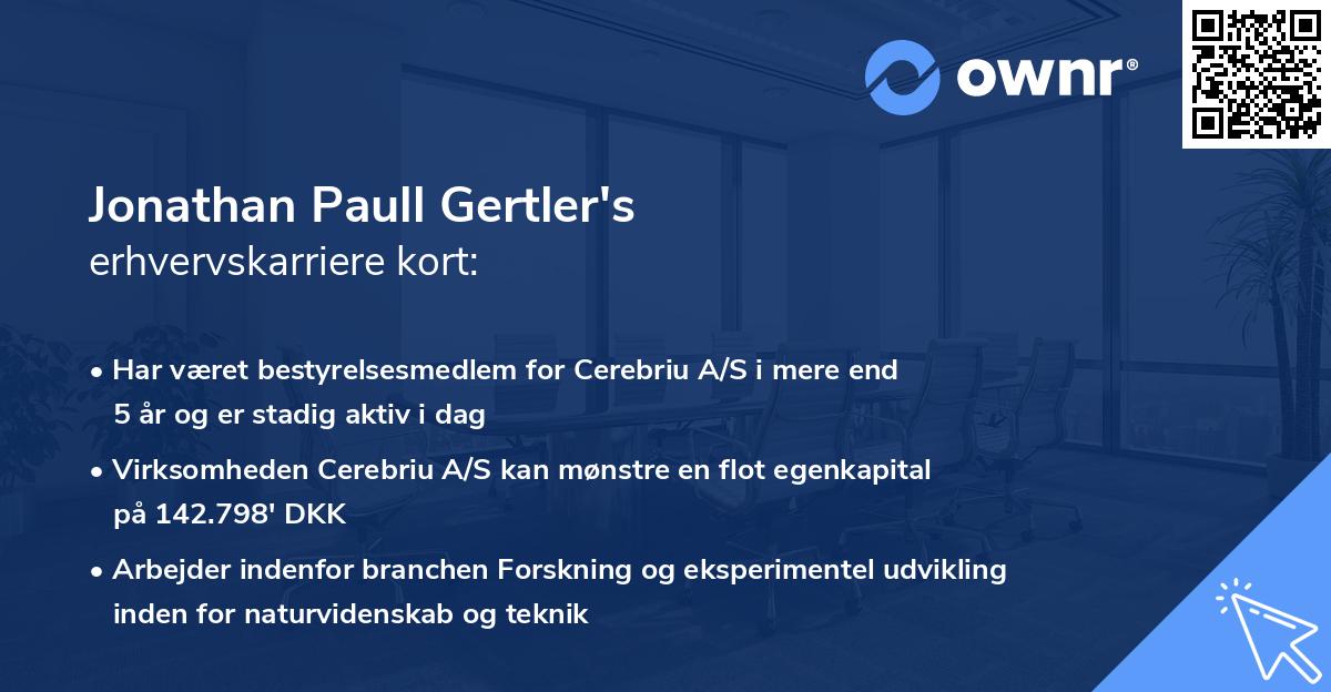 Jonathan Paull Gertler's erhvervskarriere kort