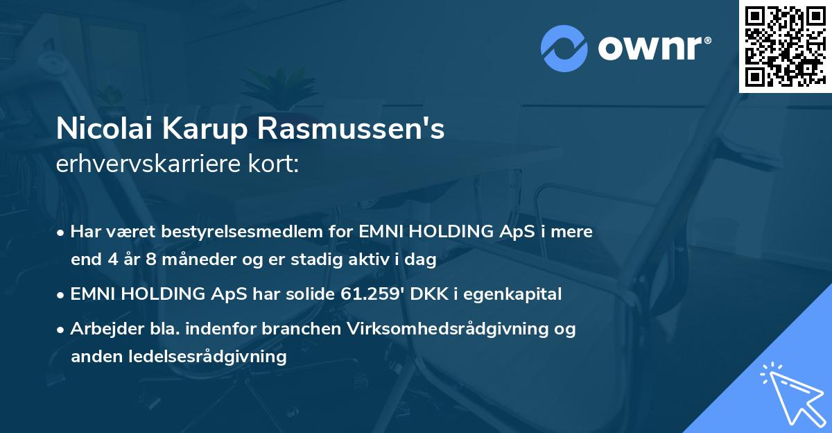 Nicolai Karup Rasmussen's erhvervskarriere kort