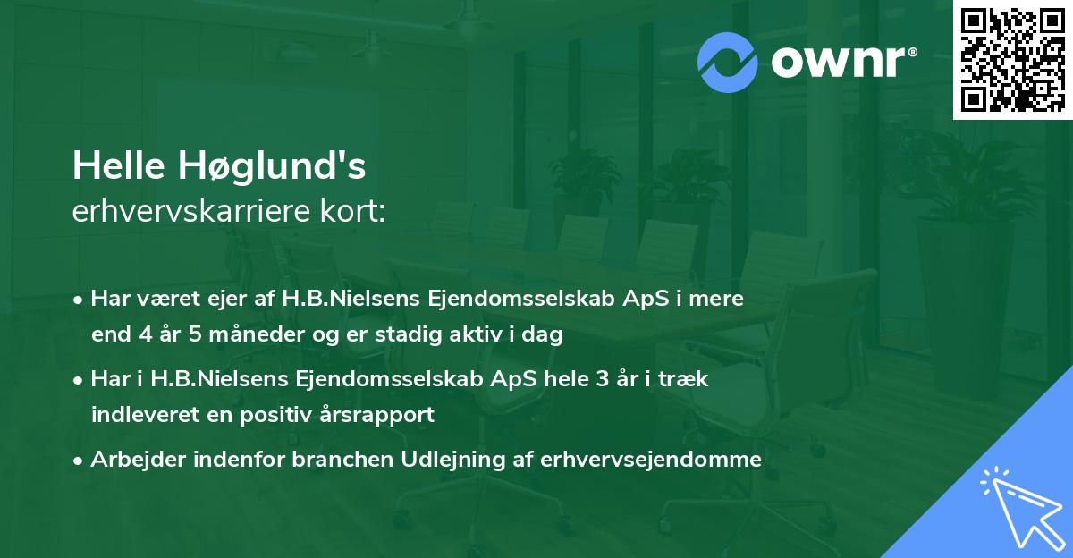 Helle Høglund's erhvervskarriere kort