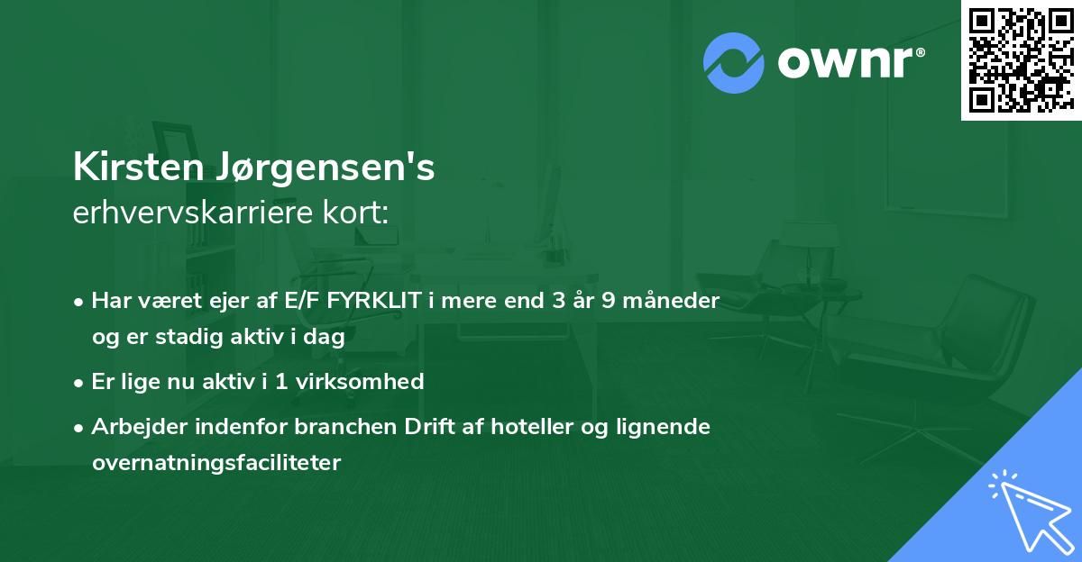 Kirsten Jørgensen's erhvervskarriere kort
