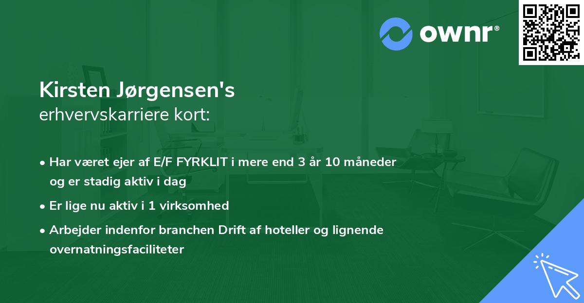 Kirsten Jørgensen's erhvervskarriere kort