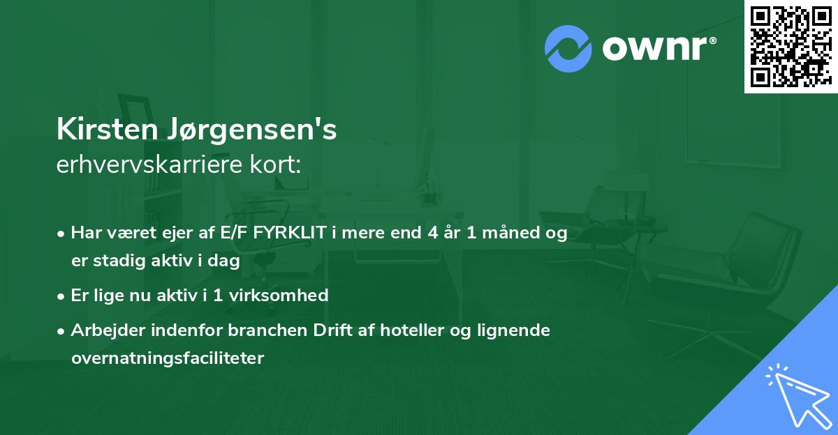 Kirsten Jørgensen's erhvervskarriere kort