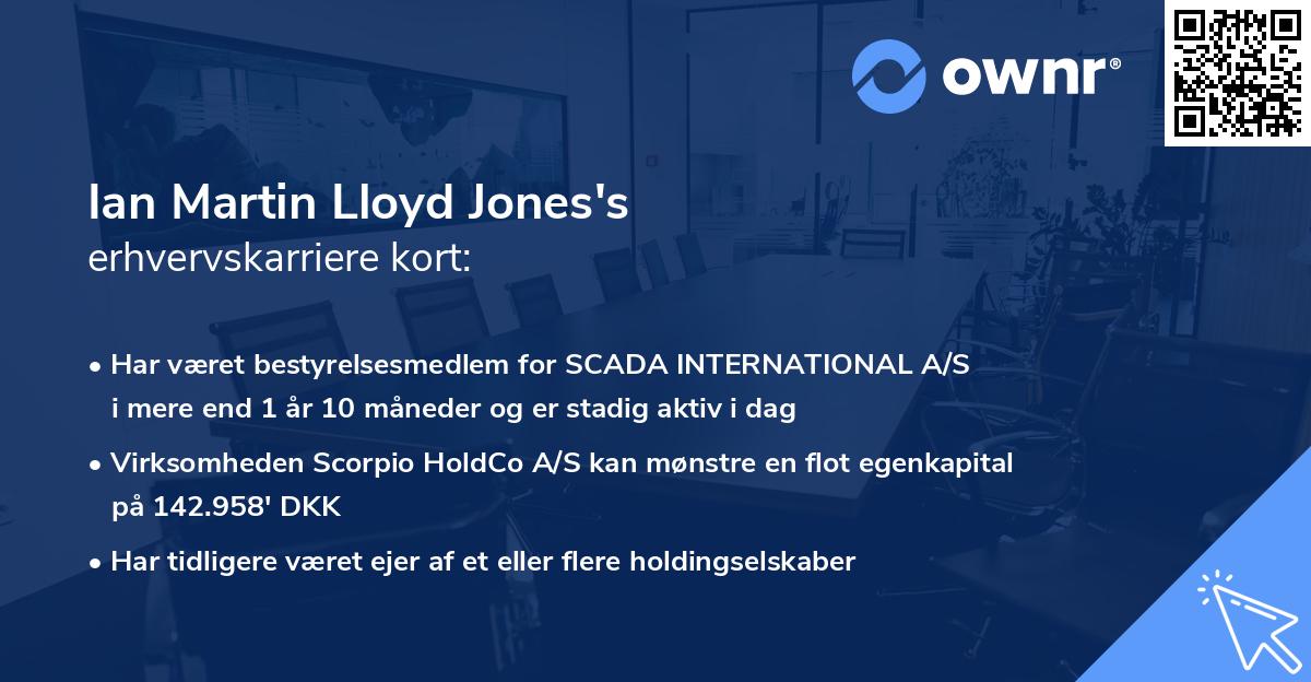 Ian Martin Lloyd Jones's erhvervskarriere kort