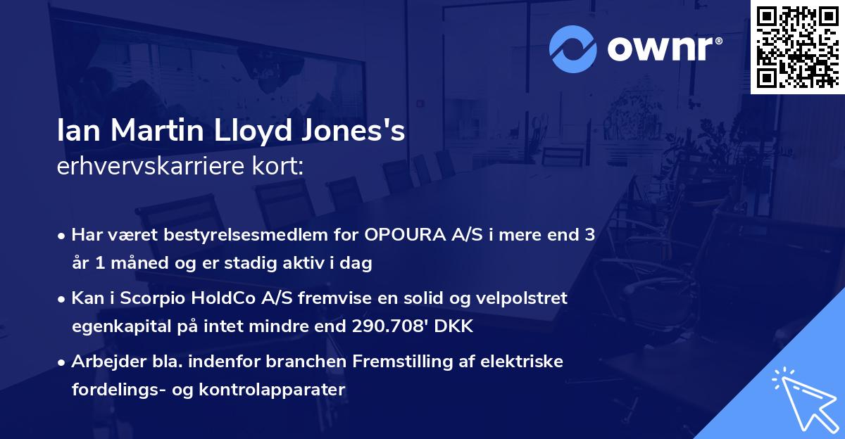 Ian Martin Lloyd Jones's erhvervskarriere kort