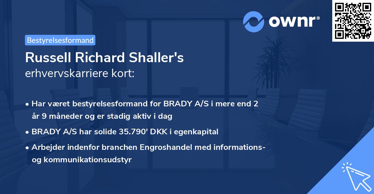 Russell Richard Shaller's erhvervskarriere kort