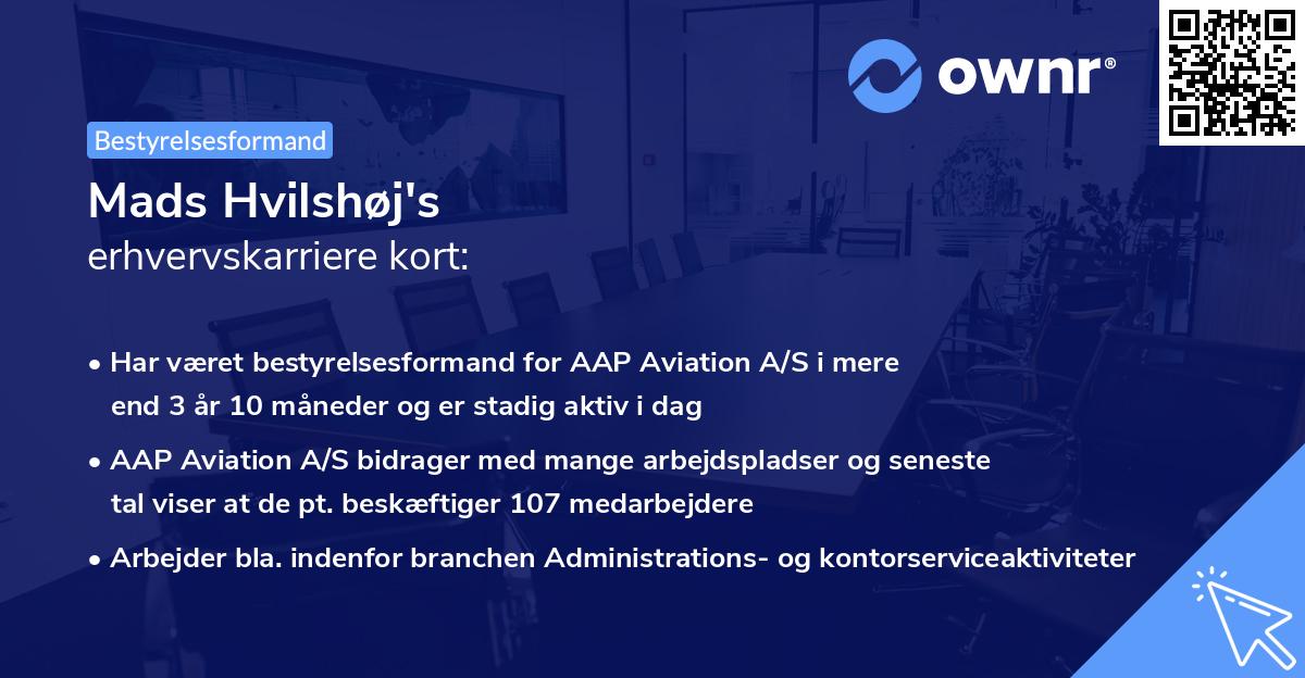 Mads Hvilshøj's erhvervskarriere kort
