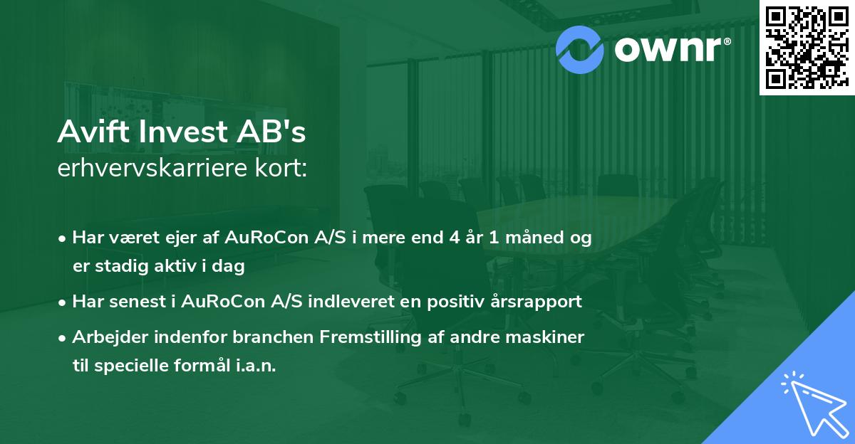 Avift Invest AB's erhvervskarriere kort