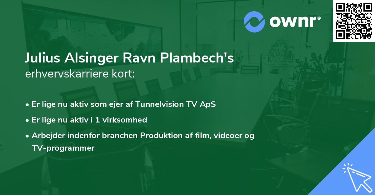 Julius Alsinger Ravn Plambech's erhvervskarriere kort