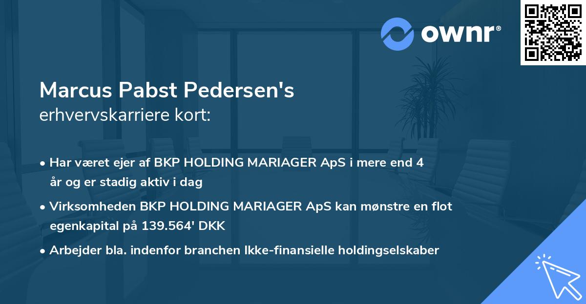 Marcus Pabst Pedersen's erhvervskarriere kort