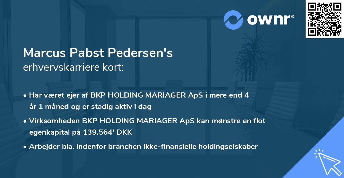 Marcus Pabst Pedersen's erhvervskarriere kort