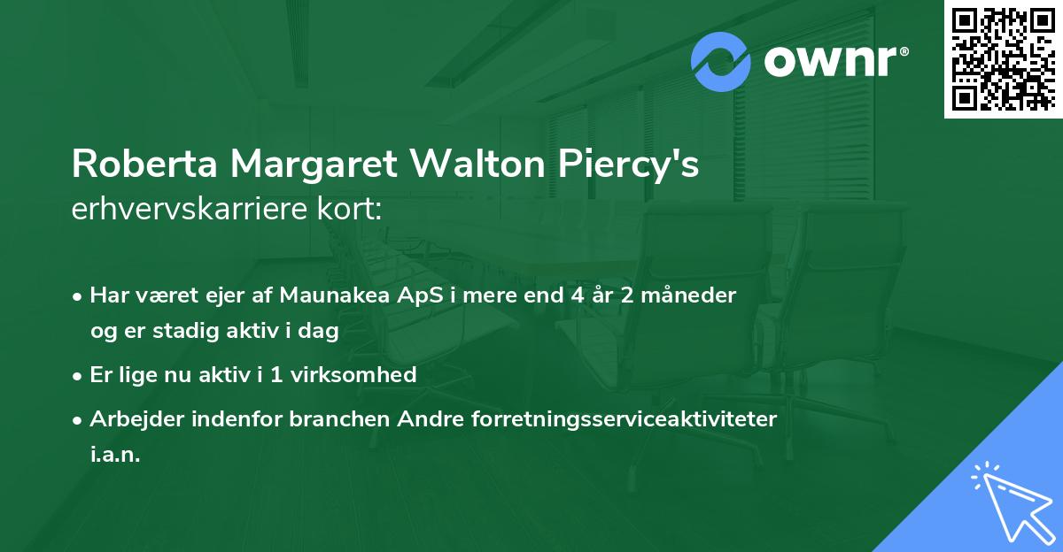 Roberta Margaret Walton Piercy's erhvervskarriere kort