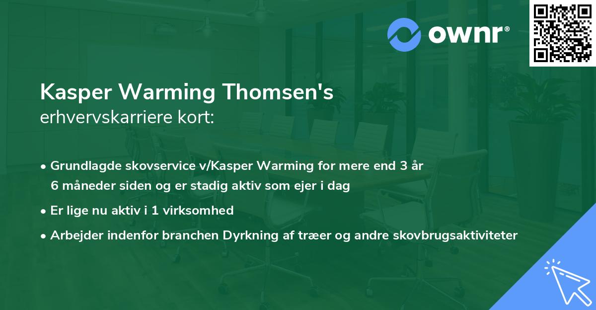 Kasper Warming Thomsen's erhvervskarriere kort