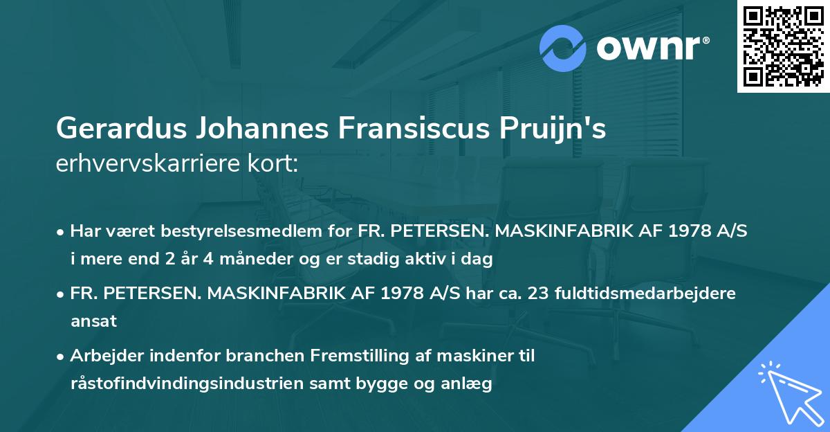 Gerardus Johannes Fransiscus Pruijn's erhvervskarriere kort