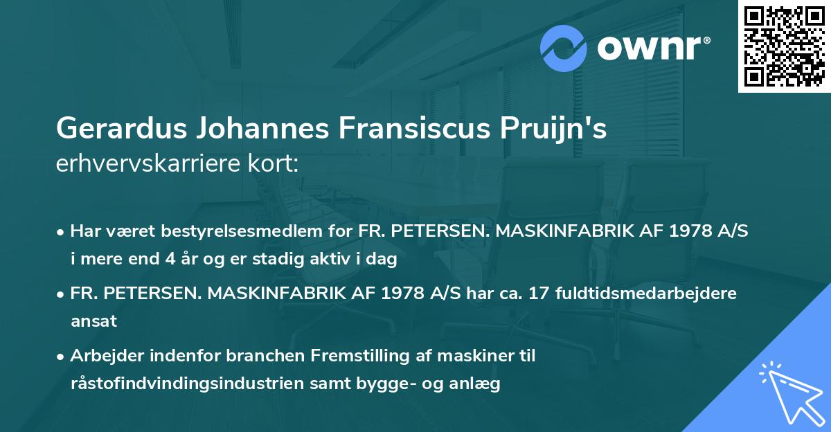 Gerardus Johannes Fransiscus Pruijn's erhvervskarriere kort