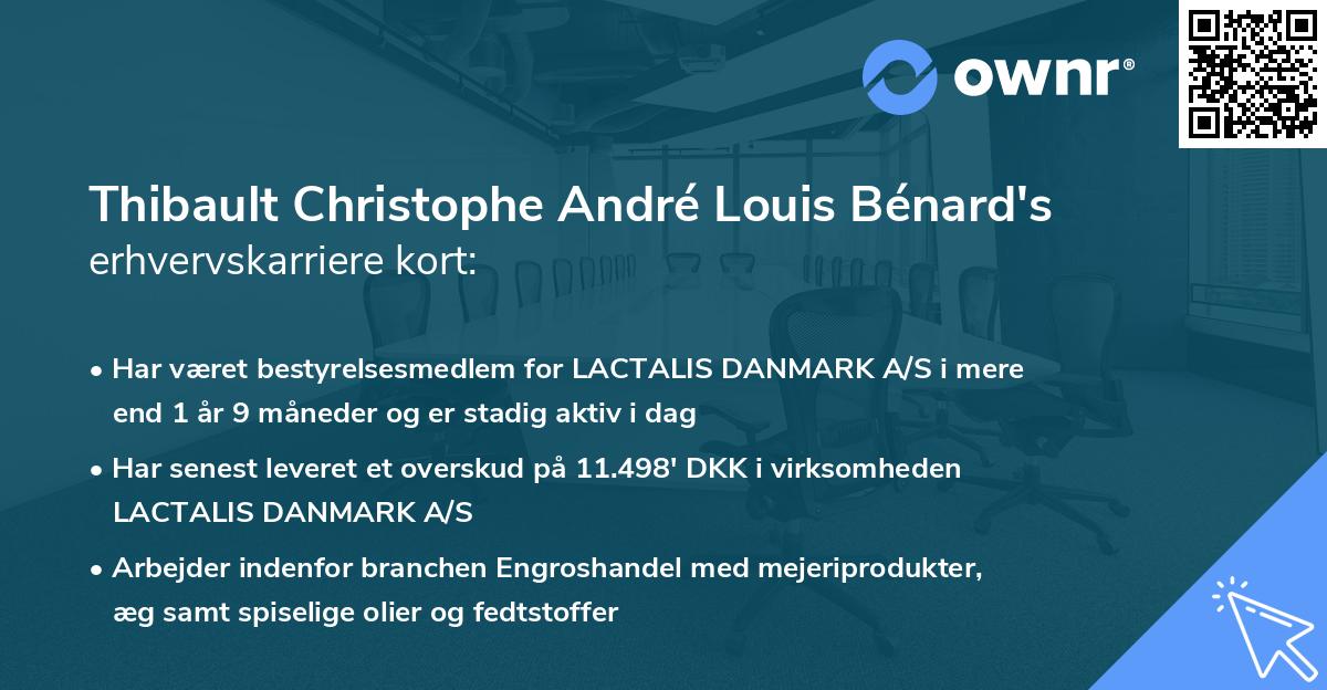 Thibault Christophe André Louis Bénard's erhvervskarriere kort