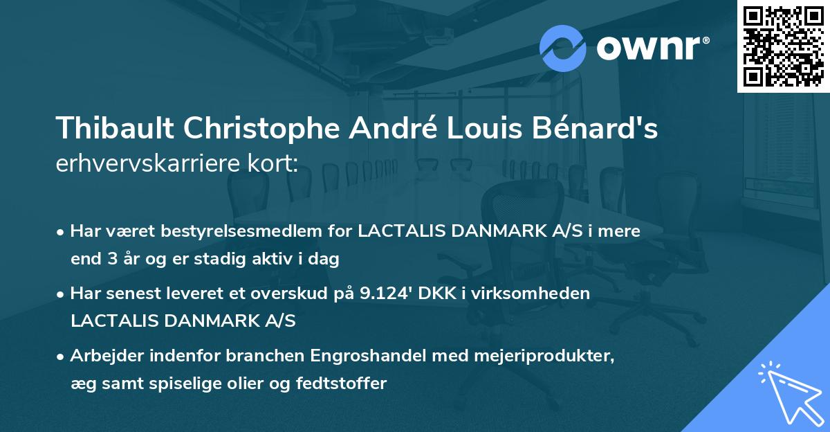 Thibault Christophe André Louis Bénard's erhvervskarriere kort