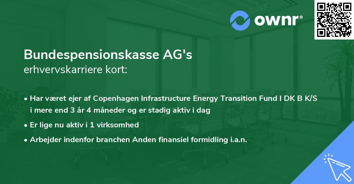 Bundespensionskasse AG's erhvervskarriere kort