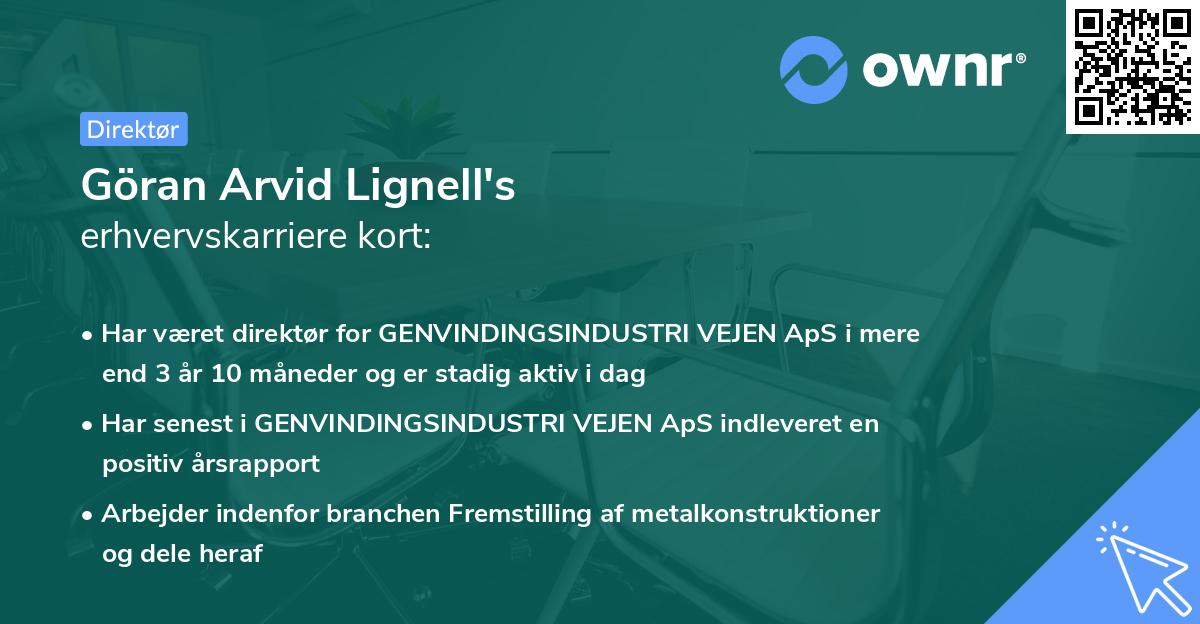 Göran Arvid Lignell's erhvervskarriere kort
